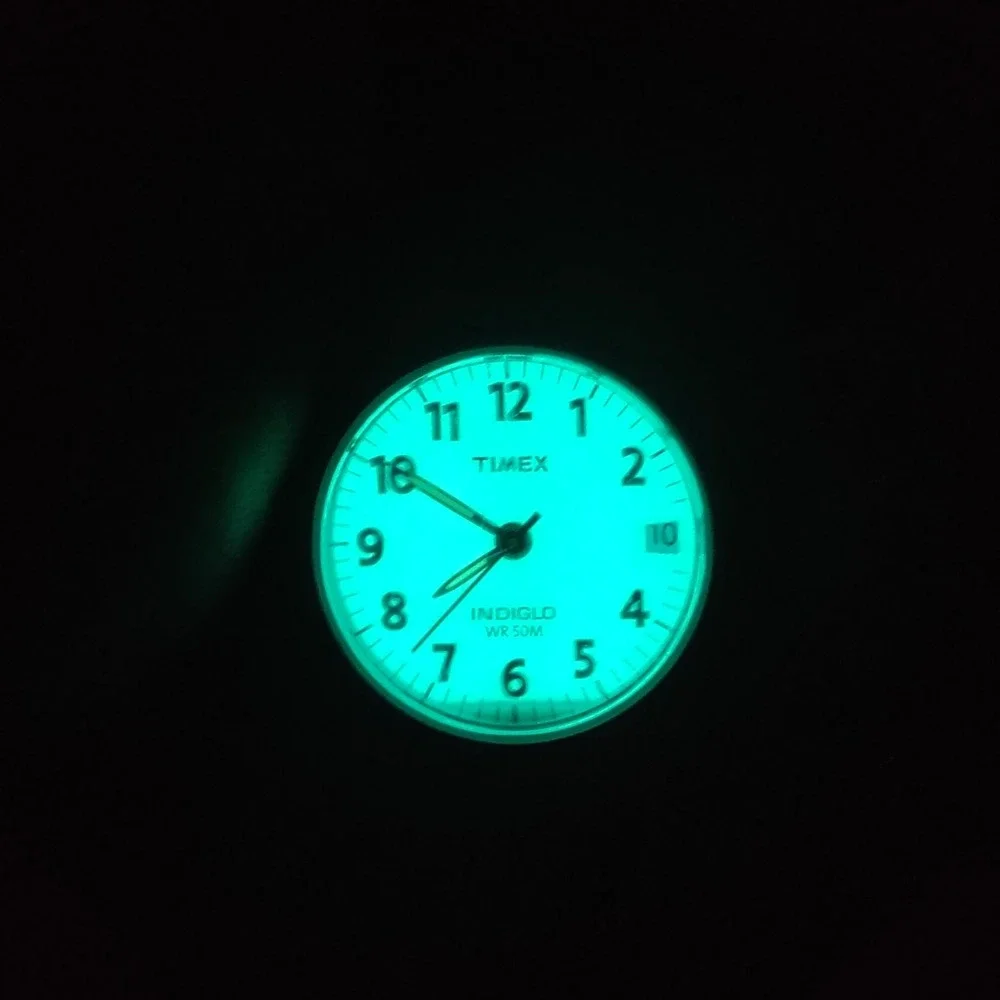 Vintage 1995Timex INDIGLO 22mm Women's Quartz‎ Watch Genuine Leather Plaid Strap